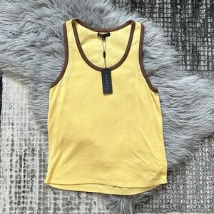 Chaser Women's Yellow With Brown Trim Sleeveless‎ Muscle Tank Size Small